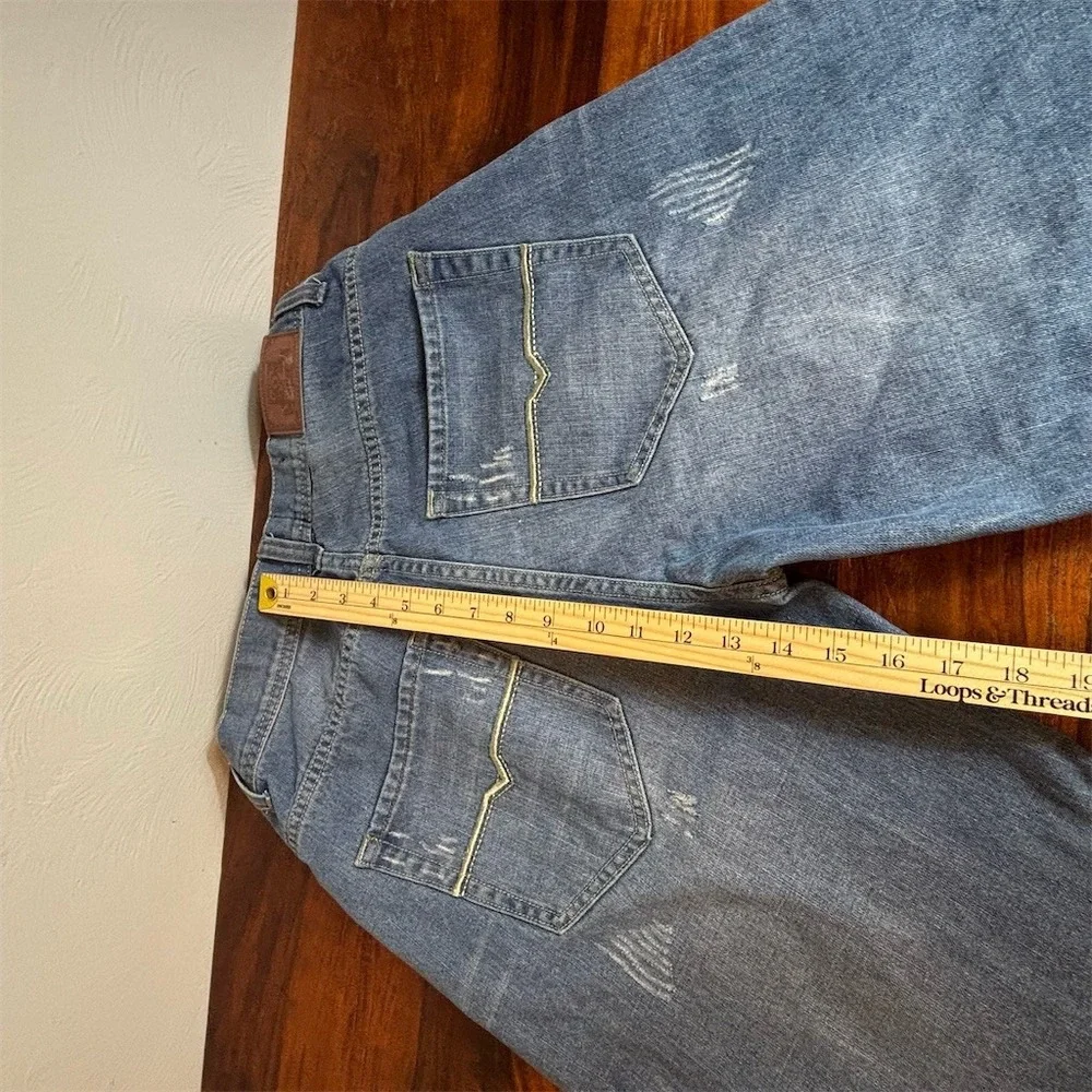 Rock Revival Men's Jean Shorts Size 34 Blue‎ Medium Wash Distressed